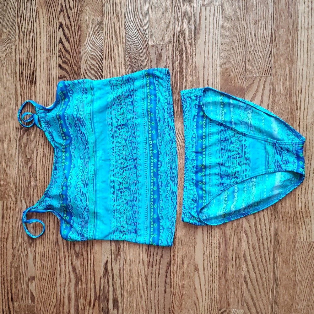 (10&14) Baltex Two Piece Matching Tankini Swimwear Beach Vacation Tropical